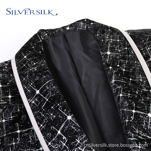 Velvet Print Dress Jacket Shawl Lapel Man Blazer